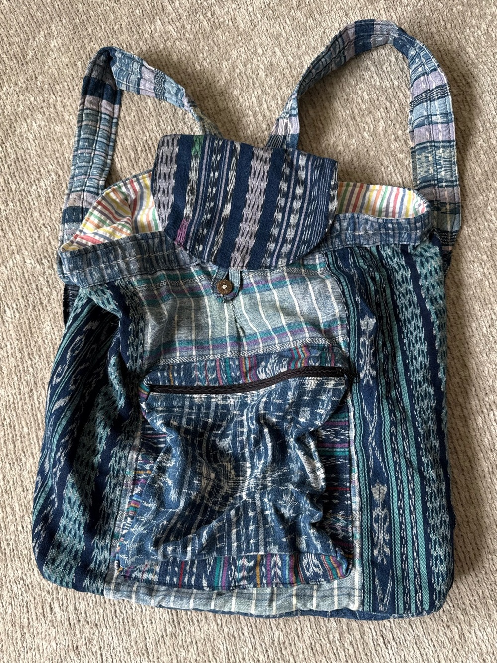 Altiplano Handmade Guatemala Patchwork Backpack Fair Trade Woven Boho Bag